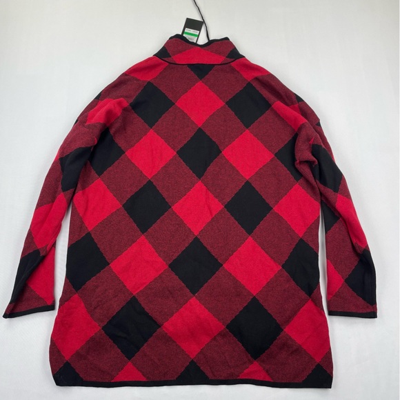 Jones New York Signature Sweater Womens L Plaid Red Black Buffalo Check Knit NEW - Picture 6 of 9